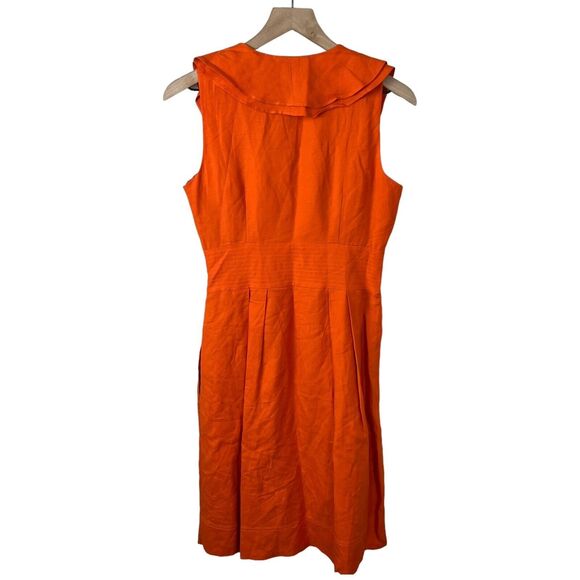 Eliza J Womens Orange Linen Blend Sleeveless Ruffled Sailor A-Line Dress 6 - Picture 2 of 6